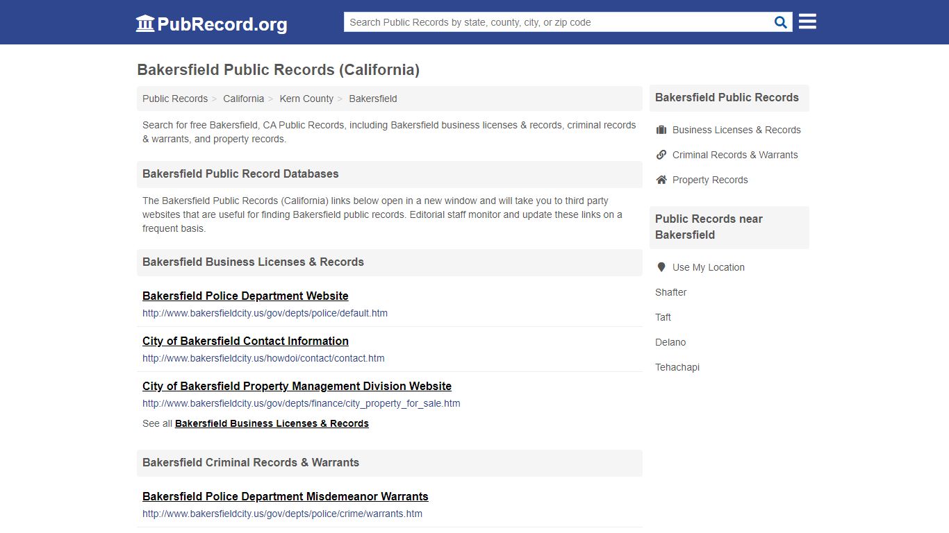 Free Bakersfield Public Records (California Public Records) - PubRecord.org